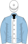 Light blue, white stripe, white cap