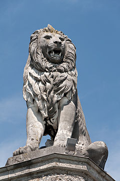 Bavarian Lion on one side of the port entrance of Lindau