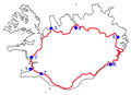 road Hringvegur, a map of Iceland.