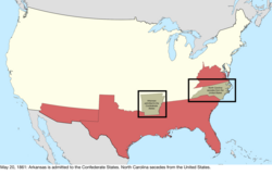 Map of the change to the international disputes involving the United States in central North America on May 20, 1861