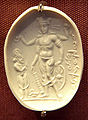 Image 41Vishnu Nicolo Seal representing Vishnu with a worshipper (probably Mihirakula), 4th–6th century CE. The inscription in cursive Bactrian reads: "Mihira, Vishnu and Shiva". British Museum. (from History of Afghanistan)