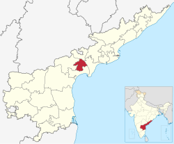 Location of Guntur district in Andhra Pradesh