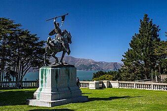 El Cid Campeador by Anna Hyatt Huntington (1927) on the grounds, facing the Golden Gate.