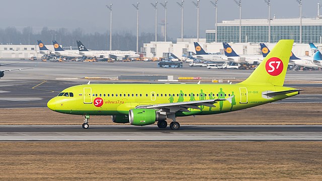 S7 (Siberia Airlines) Airbus A319-114 (reg. VP-BHK, msn 2373) at Munich Airport (IATA: MUC; ICAO: EDDM).