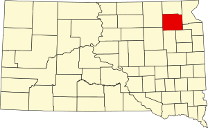 Map of South Dakota highlighting Day County