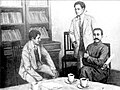 In 1920 Li Dazhao met comintern Russian agent G.N. Voitrngsky 张太雷陪同维经斯基（左）会见李大钊（右）