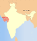 Thumbnail map of India with Gujarat highlighted