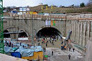 Bahnhofsseitiges Portal des Feuerbacher Tunnels, Januar 2016