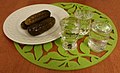 Image 32Clear vodka served with pickled cucumber – the usual way of consuming it in Slavic countries of the so-called "vodka belt". (from List of national drinks)