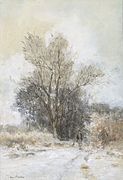 Maria van Bosse: 'Walking in the Snow', c. 1880; watercolor