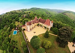 Vue aérienne du château de Monsec côté parc.