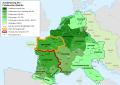 zeitlich, geografische Darstellung fränkischer Einflussgebiete von 481 bis 814