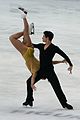 An ice dancing lift with the lifting partner in an Ina Bauer position (Tessa Virtue & Scott Moir)