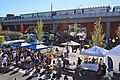 Eastern side of Mountlake Terrace Station on opening day with booths in the foreground.