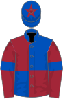 Maroon and royal blue (quartered), maroon sleeves, royal blue armlets, royal blue cap, maroon star