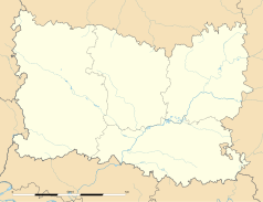 Mapa konturowa Oise, blisko prawej krawiędzi na dole znajduje się punkt z opisem „Neufchelles”