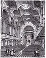 Image 6 New Synagogue, Berlin Image credit: Wilhelm Ernst & Sohn An 1896 engraving of the interior of the New Synagogue, Berlin. The synagogue was noted for its Moorish style and resemblance to the Alhambra. During the Kristallnacht pogrom of 1938, the Synagogue was set ablaze. Today the synagogue serves as an exhibit for various aspects of the Holocaust, particularly Kristallnacht.