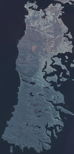 Satellietbeeld van die Chiloé-eiland