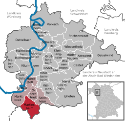 Läget för Martinsheim i Landkreis Kitzingen