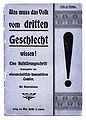 Was muss das Volk vom Dritten Geschlecht wissen!, 1901