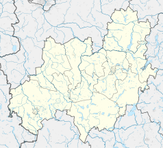 Mapa konturowa powiatu bytowskiego, na dole nieco na prawo znajduje się punkt z opisem „Karcz”