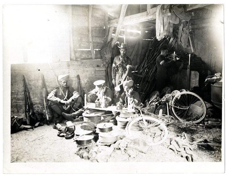 File:Brigade Signal Section. Advance station at work in a French barn (St Floris). Photographer- H. D. Girdwood. (13875632603).jpg