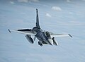 Romanian Air Force F-16 waits to be fueled from a KC-135 Stratotanker, 13 September 2018