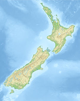 Map of New Zealand with mark showing location of Cook Strait