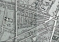 Porte Saint-Denis sur le plan de Paris de Vaugondy en 1760.