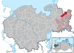 Elhelyezkedése Mecklenburg-Elő-Pomeránia térképén