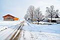 English: East view at the winterly village Deutsch: Ost-Ansicht des winterlichen Dorfes