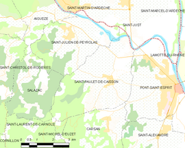 Mapa obce Saint-Paulet-de-Caisson