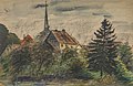 „Taubach mit Kirchturm“, 1945/46, Kreide, Aquarell, Tempera