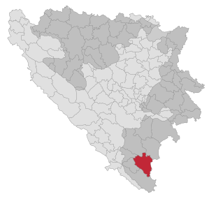 Lage der Gemeinde Bileća in Bosnien und Herzegowina (anklickbare Karte)