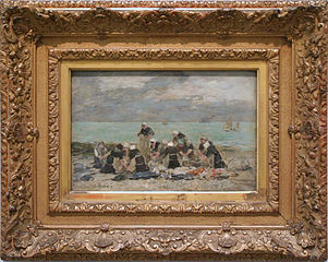 Lavandières à Etretat (Normandie - France) d'Eugène Boudin.