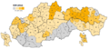 A KDH által elért százalékos eredmény Szlovákia egyes járásaiban a 2012-es parlamenti választáson