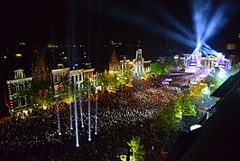 Een luchtfoto van de finale van The Passion in Groningen.