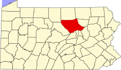 Location of Lycoming County in Pennsylvania