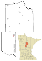 Location of Pine River within Cass County, Minnesota