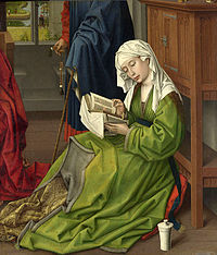 Rogier van der Weyden, Magdalena bere, ok. 1435–1438. Na Van der Weydna je Campin močno vplival, kot je razvidno iz te zgodnje mojstrovine