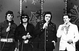 Carl Perkins Roy Orbison Johnny Cash Jerry Lee Lewis 1977.jpg