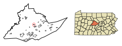 Location of Milesburg in Centre County, Pennsylvania