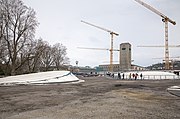 Blick Richtung Bahnhofsturm, April 2023