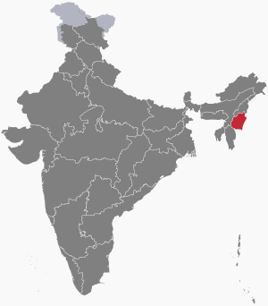 The map of India showing मणिपुर