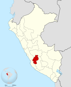 Location of the Department of Huancavelica in Peru