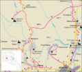 Road map of Tegher and the surrounding region.