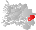 Mapa do condado de Sogn og Fjordane com Årdal em destaque.