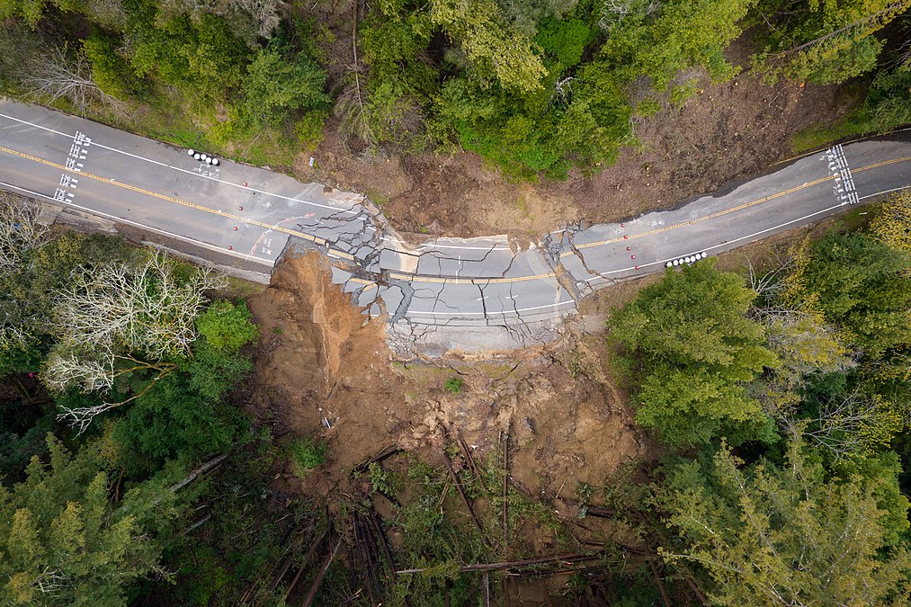 2022–2023 California floods: The damage from floods tore this road into parts In this featured picture. It's by King of Hearts. —AC