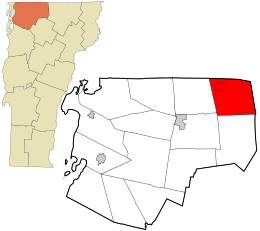 Location in Franklin County and the state of Vermont.