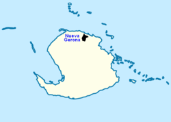 Locator map of Nueva Gerona (in black) within Isla de la Juventud